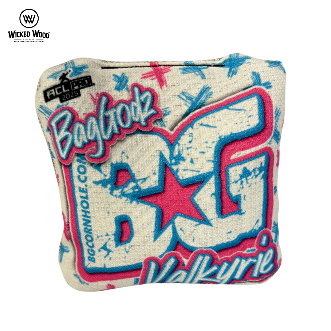 BG Valkyrie - ACL Pro 2025 - 1x4 Cornhole Bags Cornhole Bags BG Cornhole White - Blue - Pink