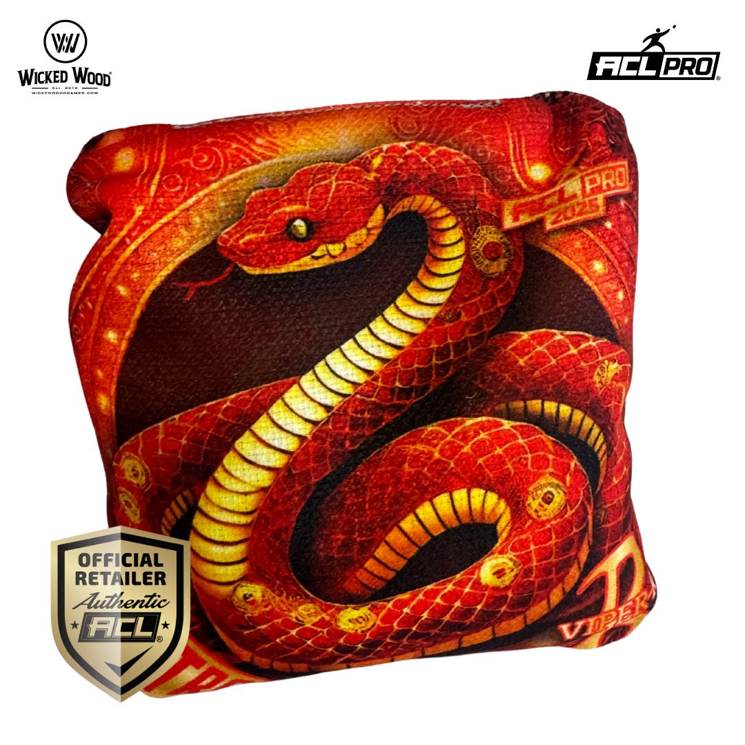 Ultra Viper 2025 - R - 1x4 Cornhole Bags Cornhole Bags Ultra Cornhole Red Gold Snake