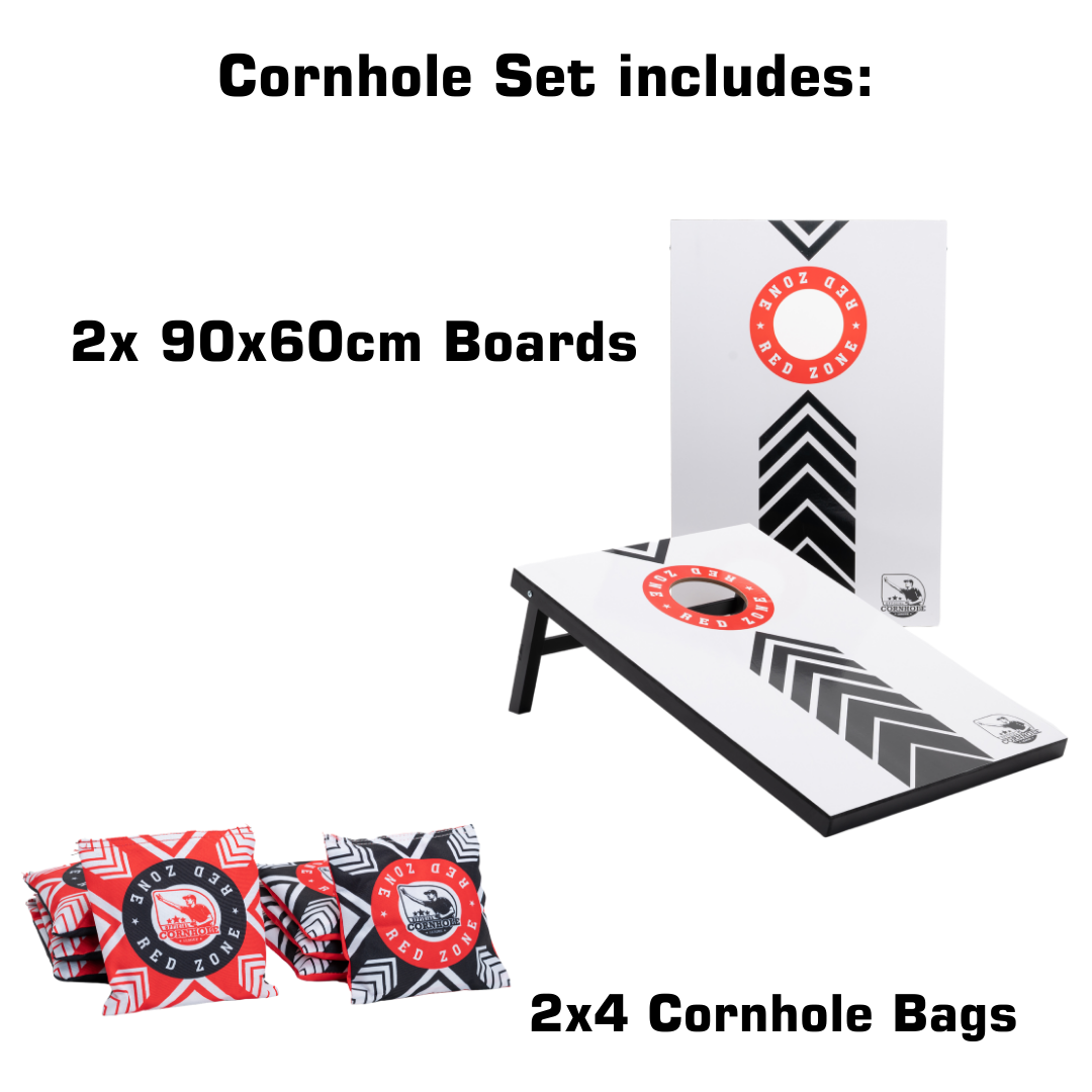 Complete Cornhole Set 90x60 - Red Zone - 2x4 Cornhole Zakjes - Incl Draagtas.