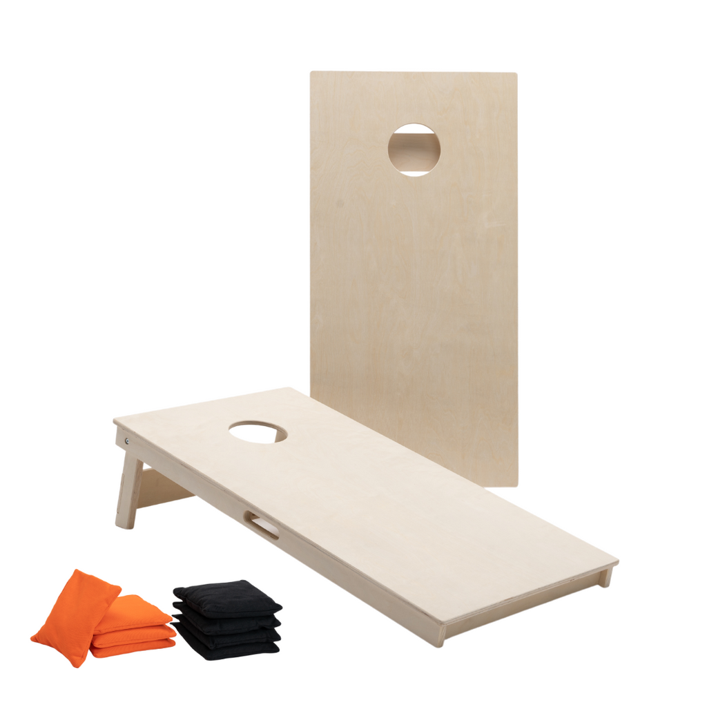 Kit Cornhole Wicked Wood - 1 Planche Taille Officielle 120x60cm + 8 Sacs Maïs - Orange Et Noir