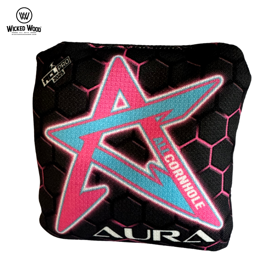 AllCornhole Aura 2025 - 1x4 Cornhole Bags Cornhole Bags AllCornhole Pink/Black/Blue