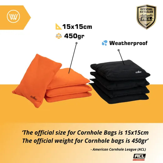 2x4 Cornhole Bags ACL REC - Granulate Filling - Orange/Black
