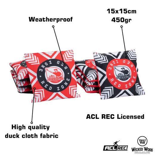 Red Zone Cornhole Bags - 2x4 Bags - 400gr