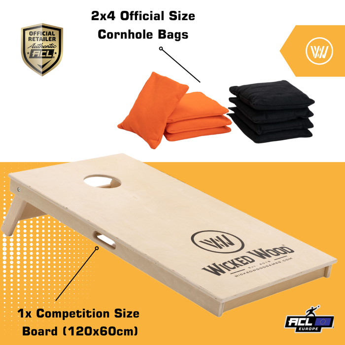 Cornhole Starting Kit - 12mm / 15mm - 120x60 - 1x Board / 2x4 Bags