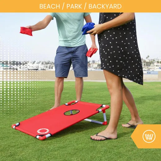 Cornhole Beach Set - 90x60cm - Red Zone - Incl 2x4 Cornhole Zakjes en Draagtas