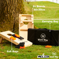 Cornhole Set Mini - Wicked Wood - 60x30cm - Including bags and carrying bag