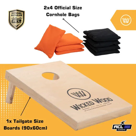 Cornhole Starting Kit - 90x60 - 1x Board / 2x4 Bags - Wicked Wood