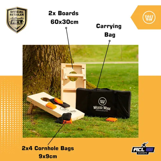 Cornhole Set Mini - Wicked Wood - 60x30cm - Incl zakjes en Draagtas
