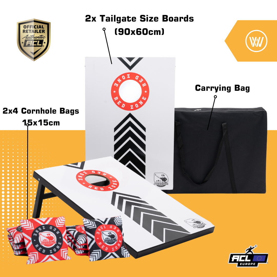 Complete Cornhole Set 90x60 - Red Zone - 2x4 Cornhole Zakjes - Incl Draagtas. Recreatieve Sets Wicked Wood Games