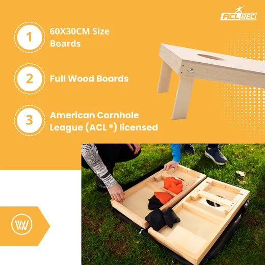Cornhole Set Mini - Wicked Wood - 60x30cm - Incl zakjes en Draagtas