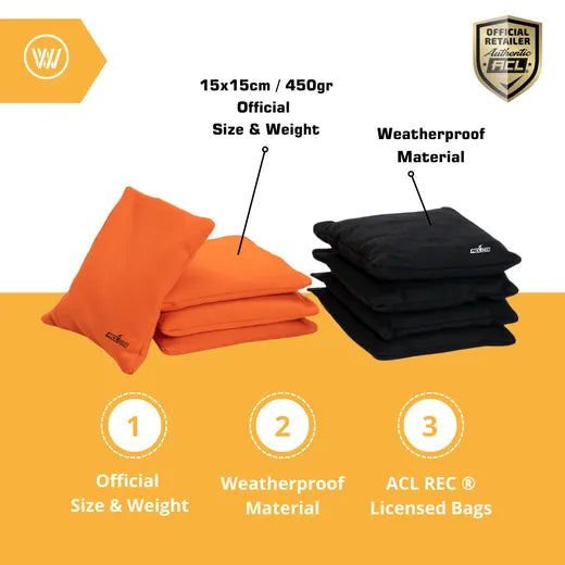 2x4 Cornhole Bags ACL REC - Granulate Filling - Orange/Black
