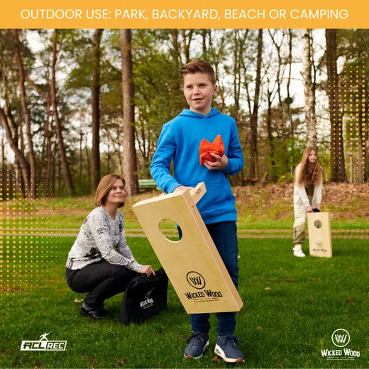 Cornhole Set Mini - Wicked Wood - 60x30cm - Incl zakjes en Draagtas