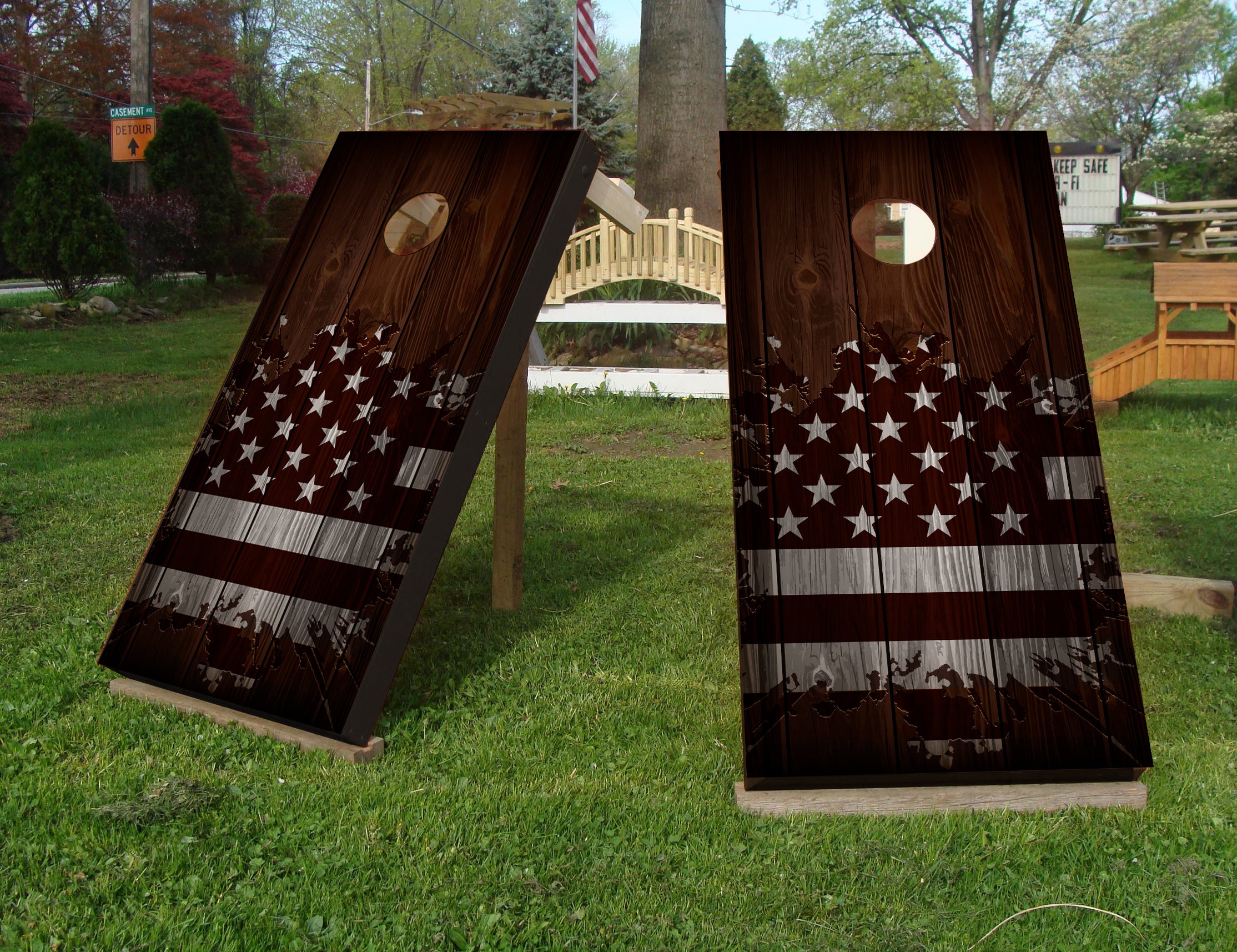 Cornhole Set - USA Flag Wood - 120x60cm